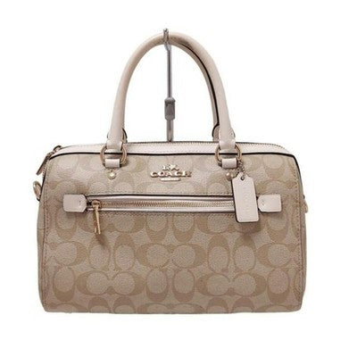 COACH Signature F83607 Beige Cream PVC Leather  Handbag Zip bag Shoulder bag
