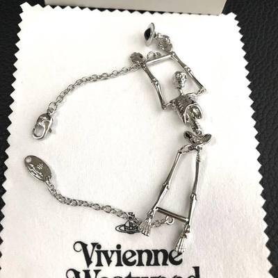 Vivienne Westwood Skeleton Bracelet, Silver, Skull, Mermaid, Length: 18.5cm