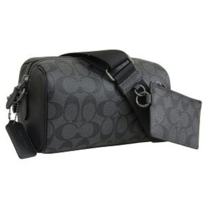 Coach Bag Men's Shoulder Bag Axel Crossbody Signature Canvas CJ674 QBO4GCharcoal