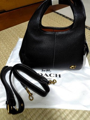 COACH Lana Shoulder Bag 23 Black CM545 Handbag Crossbody Diagonal Leather Women