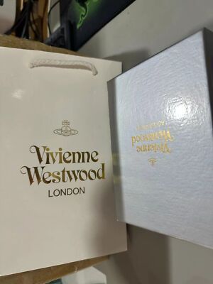 Vivienne Westwood Clasp Trifold Wallet Enamel Fabric  Orb outlet Red NEW
