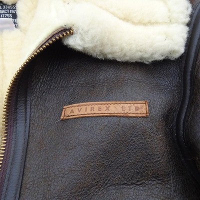 Avirex B-3 flight jacket Mouton Lamb Leather Sheepskin Brown Men's Size 36/M