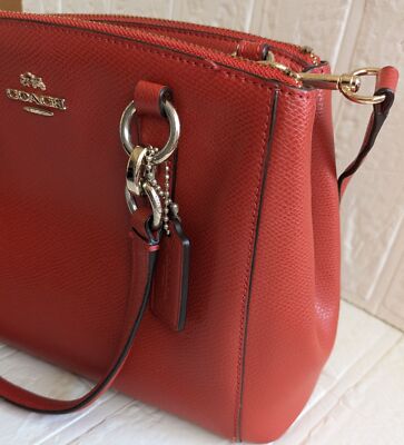 COACH Tote Bag Signature Patent Shoulder bag 2way Zip bag leather Orange