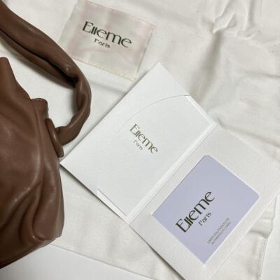Elleme Tan Long Vague Leather Shoulder Bag Magnetic Closure Vague Brown