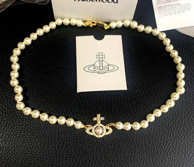 Vivienne Westwood Necklace Olympia Pearl Choker Gold Total length 44cm Boxed