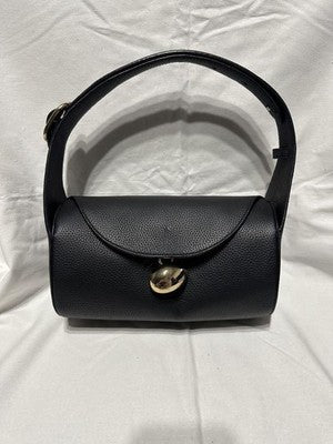 CAFUNE Drop Duffel Handbag Soft Duffle Shoulder Bag Black Leather egg charm