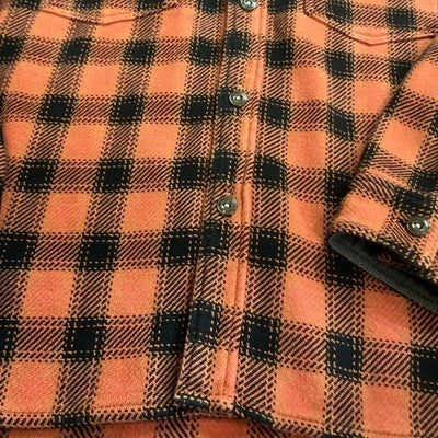 The Flat Head Heavy Flannel Shirt Size 40/L Orange and Black Cotton