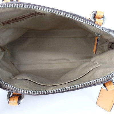COACH Signature 2way Handbag Shoulder Bag Zip bag Brown Women's  Leather