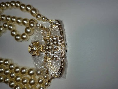 Vivienne Westwood Necklace Triple Pearl Choker Gold Accessories Box included