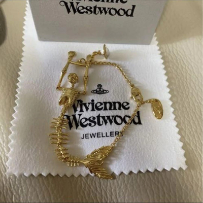 Vivienne Westwood Bracelet Skeleton Mermaid Skull Chain length 18.5cm Ariel Gold