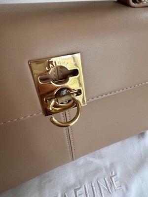 CAFUNÉ leather shoulder bag Stance Bag large with metal fittingssp brown