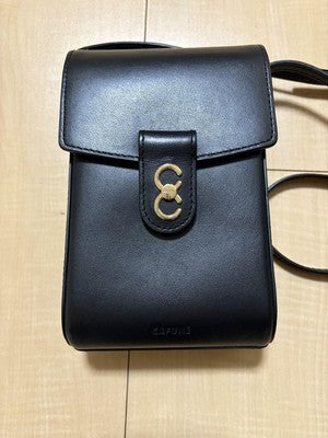 CAFUNE Trunk BoxMini bag for 　women　BlackLeather　With strap