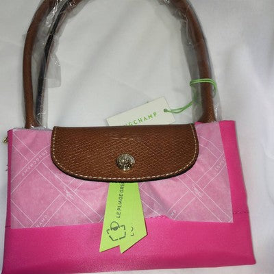 see description 3size Longchamp Le Pliage Tote Bag Handbag Pink Leather