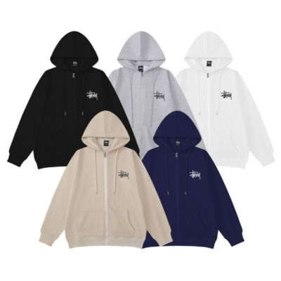 check description size M-XXL STUSSY Long Sleeve Sweat Zip Hoodie Unisex 1950