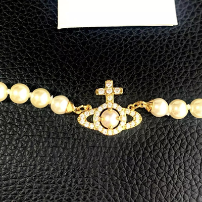 Vivienne Westwood Necklace Olympia Pearl Choker Gold Total length 44cm Boxed