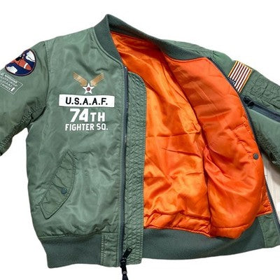 Avirex MA-1 FLYING TIGERS Flight Jacket Size L Olive Green Nylon Military