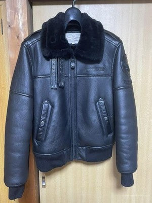 AVIREX B-3 Base  Flight Jacket bomber jacket sheepskin size M Black
