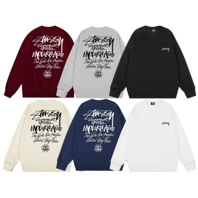 see description size S-XL STUSSY Modernism Logo Print Round Neck Sweater