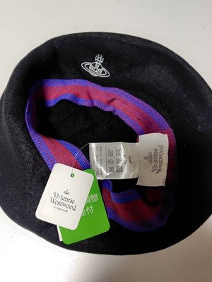 check description chose color Vivienne Westwood Beret hat Beige wool embroidery
