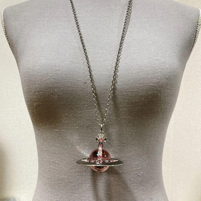 Vivienne Westwood Medium Orb Necklace Pink x Silver Top 6.5 x 6cm C:80cm