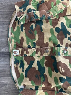 M BAPE A BATHING APE CAMO CORDUROY SHIRT A Long Sleeve Shirt Camouflage japan