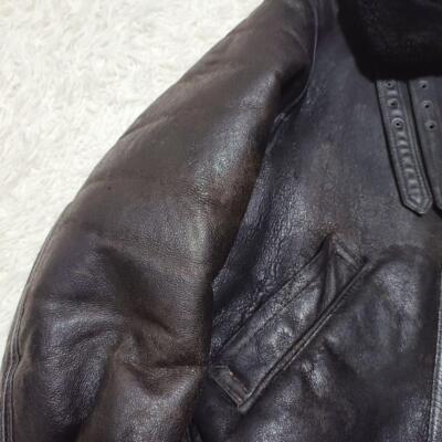 AVIREX Flight Jacket B-3 Mouton Sheep Leather Black 36 Made in America