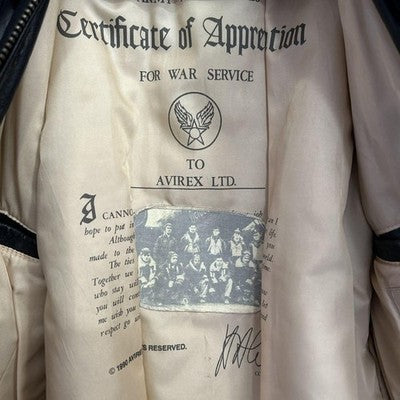 AVIREX TYPE A-2 Bomber Girl Leather Jacket flight jacket Size S Black 1990'