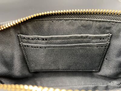 Coach Logo Accessory Pouch Handbag Zip bag city bag Leather Women's Black