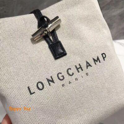 Longchamp L size Canvas Tote Bag Hand bag Shoulder bag Ivory Cotton Leather