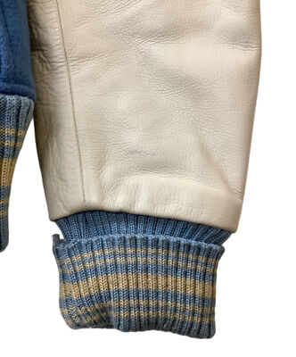 【34】 WHITESVILLE 30oz Wool Melton Award Jacket Leather WV10492/493 Blue x White