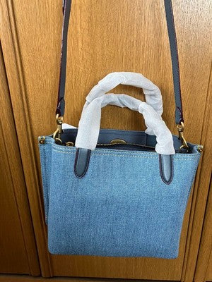 COACH Willow Tote 24 ShoulderBag CR708 Denim INDIGO Blue Women's Bag Outlet New