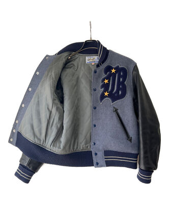 【36】 WHITESVILLE WV12839 Leather Stadium Jumper  jacket Blue x Black