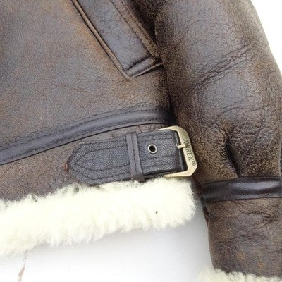 Avirex B-3 flight jacket Mouton Lamb Leather Sheepskin Brown Men's Size 36/M