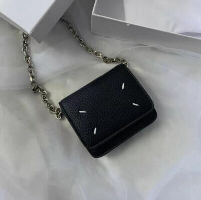see description 2color Maison Margiela Chain Shoulder Mini Wallet LeatherBi-fold
