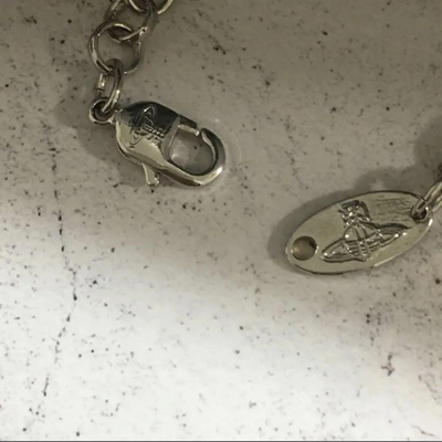 Vivienne Westwood Small Orb Necklace Silver x Light Blue w/ Chain approx. 80 cm