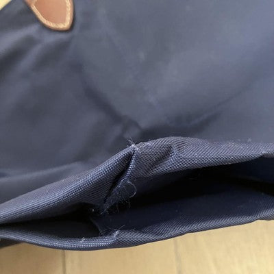 Longchamp Le Pliage Tote Bag Handbag Eiffel Tower Nylon bag Used Navy Leather