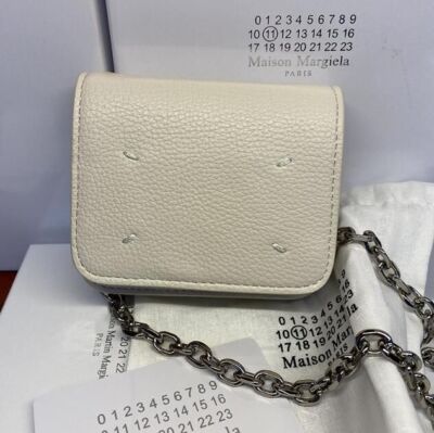 see description 2color Maison Margiela Chain Shoulder Mini Wallet LeatherBi-fold