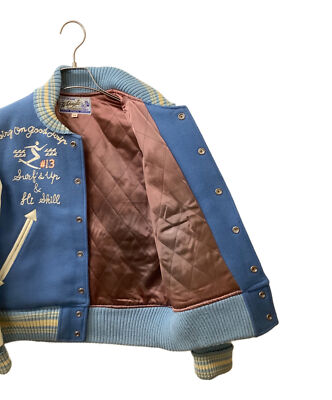 【34】 WHITESVILLE 30oz Wool Melton Award Jacket Leather WV10492/493 Blue x White