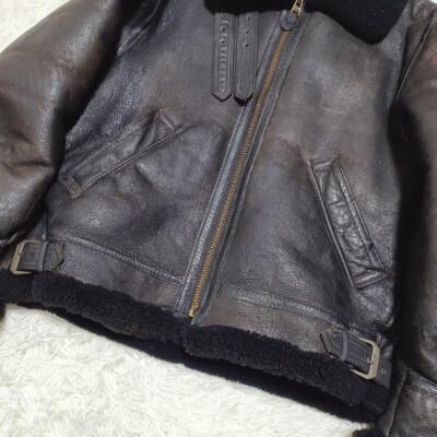 AVIREX Flight Jacket B-3 Mouton Sheep Leather Black 36 Made in America