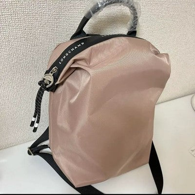 Longchamp Le Pliage Energy Backpack Zipper bag Nylon bag Pink Beige Leather