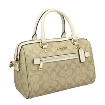 Coach F83607 Shoulder Bag Handbag Coated Canvas + Smooth Leather Cream Women