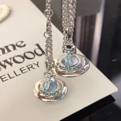 Vivienne Westwood Glacier Blue UFO Planet Necklace