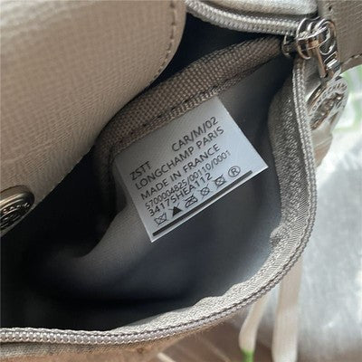 Longchamp S size Tote Bag Hand bag Handle Bag Pouch Gray Cotton Leather