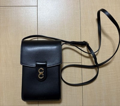 CAFUNE Trunk BoxMini bag for 　women　BlackLeather　With strap