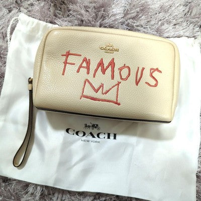COACH Basquiat Collaboration Pouch Clutch Bag Beige COACH C5617