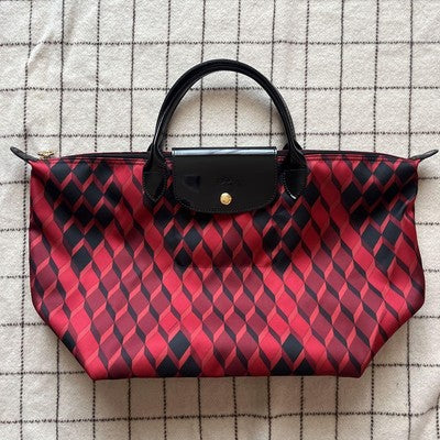Longchamp Le Pliage M size Tote Bag Enamel hand bag  Sub-bag Red/Black