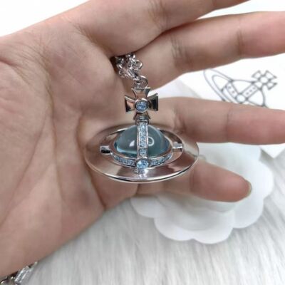 Vivienne Westwood Glacier Blue UFO Planet Necklace