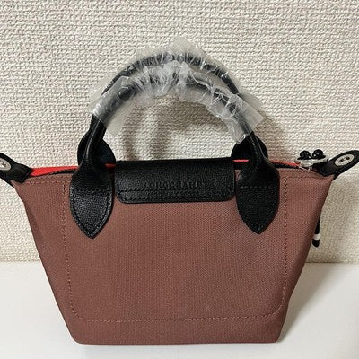 Longchamp Le Pliage Limited Collection XS size Tote Bag Handbag Red Leather