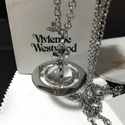 Vivienne Westwood Orb Necklace Small Orb Silver x Clear Accessories Box included