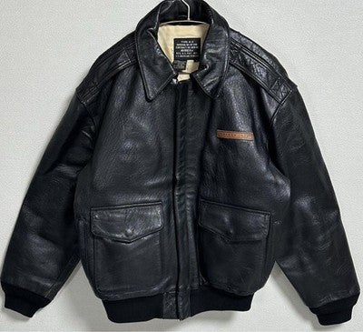 VTG Avirex A-2 Bomber Flight Leather Jacket XS Brown Patrouille de France 1988